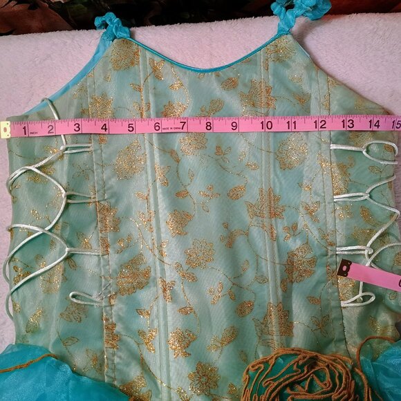 EUC: Girls' CALLA Collection sz 10 Turquoise & Gold Formal Dress - Picture 7 of 8